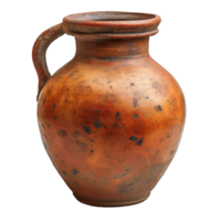 AI generated old clay jar isolated on transparent background ,generative ai png