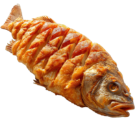 AI generated fried fish isolated on transparent background ,generative ai png