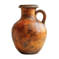 AI generated old clay jar isolated on transparent background ,generative ai png