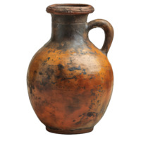 AI generated old clay jar isolated on transparent background ,generative ai png