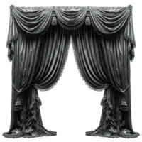 AI generated black curtain isolated on transparent background ,generative ai png