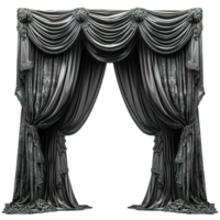 AI generated black curtain isolated on transparent background ,generative ai png