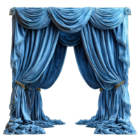 AI generated Blue curtain isolated on transparent background ,generative ai png