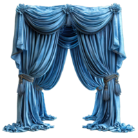ai gerado azul cortina isolado em transparente fundo , generativo ai png