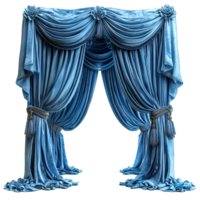 AI generated Blue curtain isolated on transparent background ,generative ai png