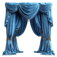 AI generated Blue curtain isolated on transparent background ,generative ai png