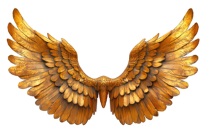 AI generated golden wings isolated on transparent background ,generative ai png