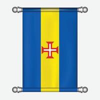 realista colgando bandera de madeira banderín vector