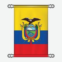 realista colgando bandera de Ecuador banderín vector