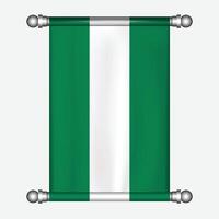 realista colgando bandera de Nigeria banderín vector