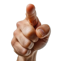 AI generated pointing hand gesture isolated on transparent background ,pointing finger pose ,generative ai png