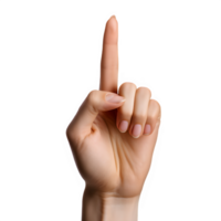 AI generated pointing hand gesture isolated on transparent background ,pointing finger pose ,generative ai png