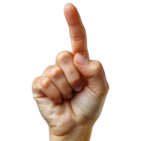 AI generated pointing hand gesture isolated on transparent background ,pointing finger pose ,generative ai png