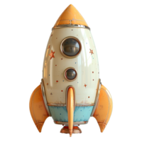 AI generated cute toy rocket isolated on transparent background ,plastic rocket toy ,generative ai png