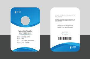 Modern Identity Employee Abstract professional, corporate office Id card design, Simple and Clean ID Card Design Template. vector