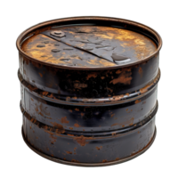 AI generated rusty oil barrel isolated on transparent background ,oil barrel png ,generative ai