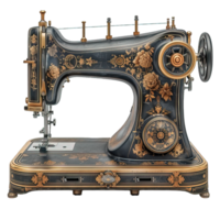 AI generated vintage sewing machine isolated on transparent background ,generative ai png