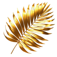 AI generated golden palm leaves isolated on transparent background ,generative ai png