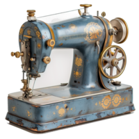 AI generated vintage sewing machine isolated on transparent background ,generative ai png