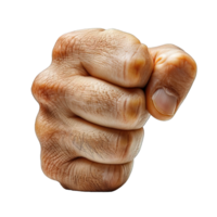 AI generated fist isolated on transparent background, punching hand pose, generative ai png