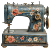AI generated vintage sewing machine isolated on transparent background ,generative ai png