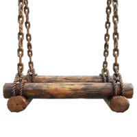 AI generated Wooden hanging swing isolated on transparent background ,generative ai png