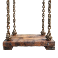 AI generated Wooden hanging swing isolated on transparent background ,generative ai png