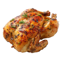 AI generated whole grilled chicken dish isolated on transparent background ,roasted chicken ,generative ai png