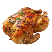 ai généré entier grillé poulet plat isolé sur transparent Contexte ,rôti poulet ,génératif ai png