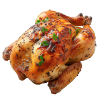 AI generated whole grilled chicken dish isolated on transparent background ,roasted chicken ,generative ai png