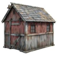 AI generated old wooden barn isolated on transparent background ,generative ai png