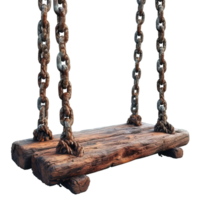 AI generated Wooden hanging swing isolated on transparent background ,generative ai png