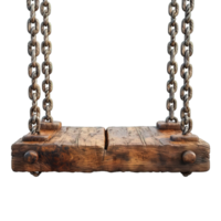 AI generated Wooden hanging swing isolated on transparent background ,generative ai png