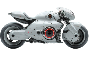 AI generated Side view of a white futuristic motorbike isolated on transparent background ,generative ai png