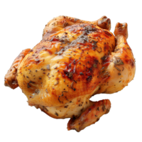 ai généré entier grillé poulet plat isolé sur transparent Contexte ,rôti poulet ,génératif ai png