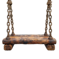 AI generated Wooden hanging swing isolated on transparent background ,generative ai png