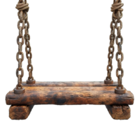 AI generated Wooden hanging swing isolated on transparent background ,generative ai png