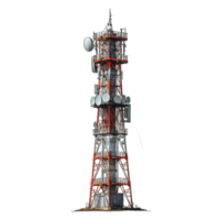 AI generated telecommunication signal tower isolated on transparent background ,generative ai png