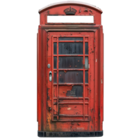 AI generated old red telephone box isolated on transparent background ,generative ai png