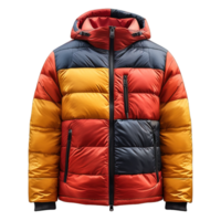 AI generated front view of full color down jacket isolated on transparent background ,generative ai png