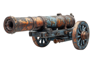 AI generated old cannon isolated on transparent background ,side view of antique artillery ,generative ai png