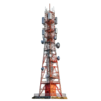 AI generated telecommunication signal tower isolated on transparent background ,generative ai png