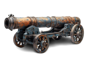 AI generated old cannon isolated on transparent background ,side view of antique artillery ,generative ai png