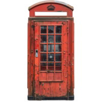 AI generated old red telephone box isolated on transparent background ,generative ai png