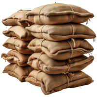 AI generated pile of burlap sacks isolated on transparent background ,stacked sacks png ,generative ai