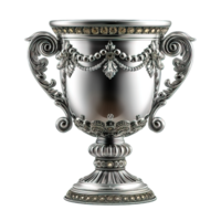 AI generated silver cup trophy isolated on transparent background ,generative ai png