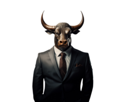 AI generated strong bull in a business suit png