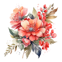 ai generado acuarela floral flor diseño, acuarela flor preparativos floral, acuarela flor diseño, flor sublimación floral clipart, Boda decoración png