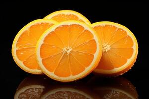 AI generated Juicy Orange slices realistic. Generate ai photo