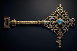 AI generated Intricate Ancient magic key. Generate Ai photo